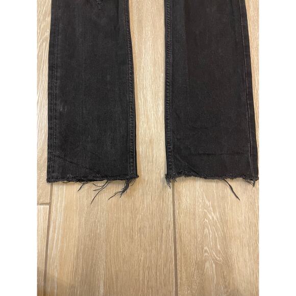 AGOLDE Cherie Jeans Women 24 Black Distressed High Rise Straight Leg USA - Picture 9 of 14